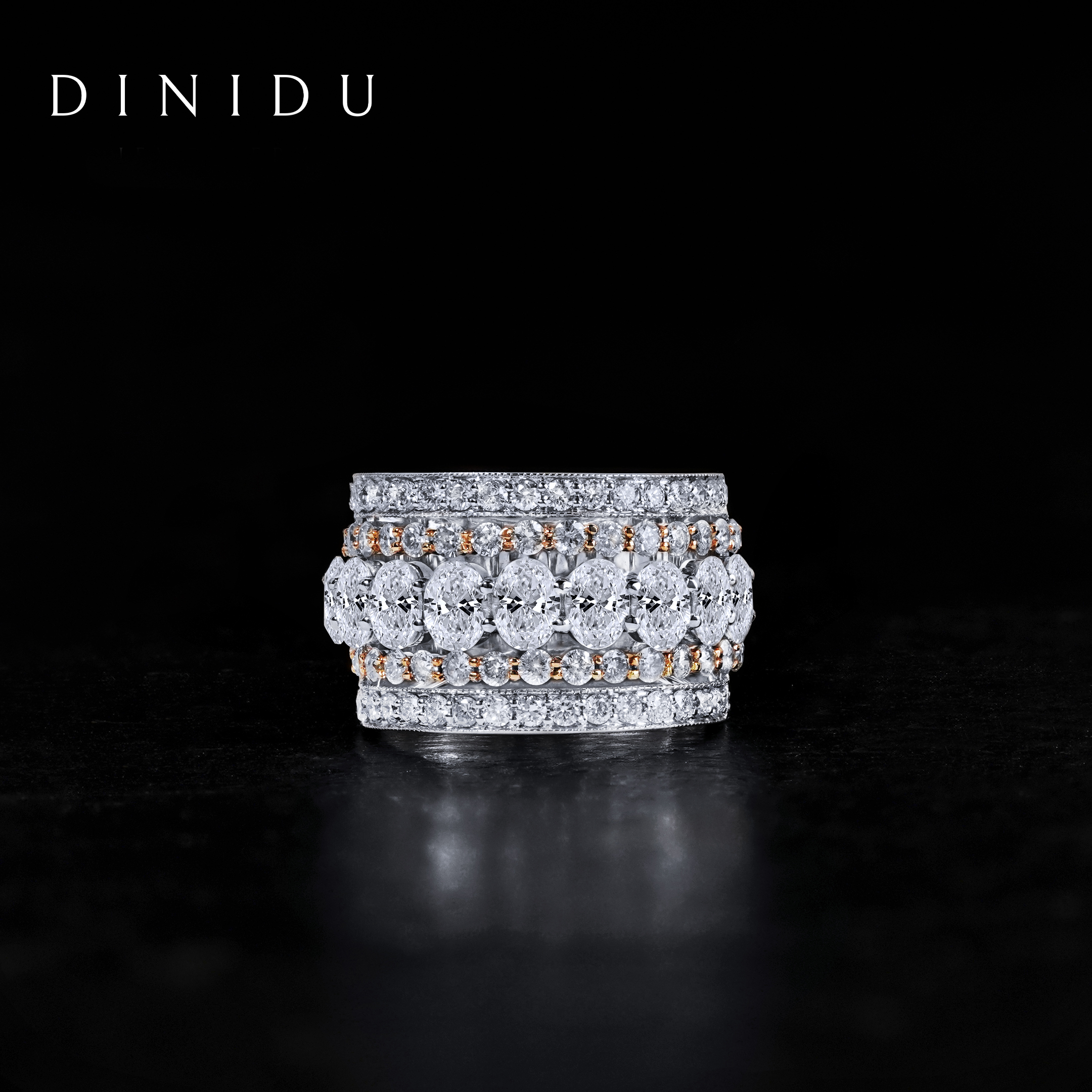 22DEC0305 - Diamond Round Rose Gold and White Gold Band - Style-01