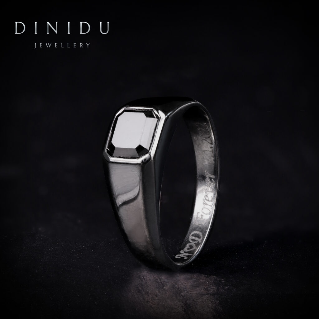 Black Diamond Men’s Black Gold Wedding Ring - Dinidu