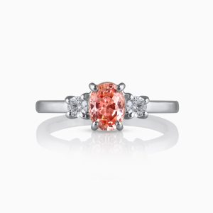 Talia Padparadscha and Diamonds White Gold Ring at DINIDU Colombo Sri Lanka