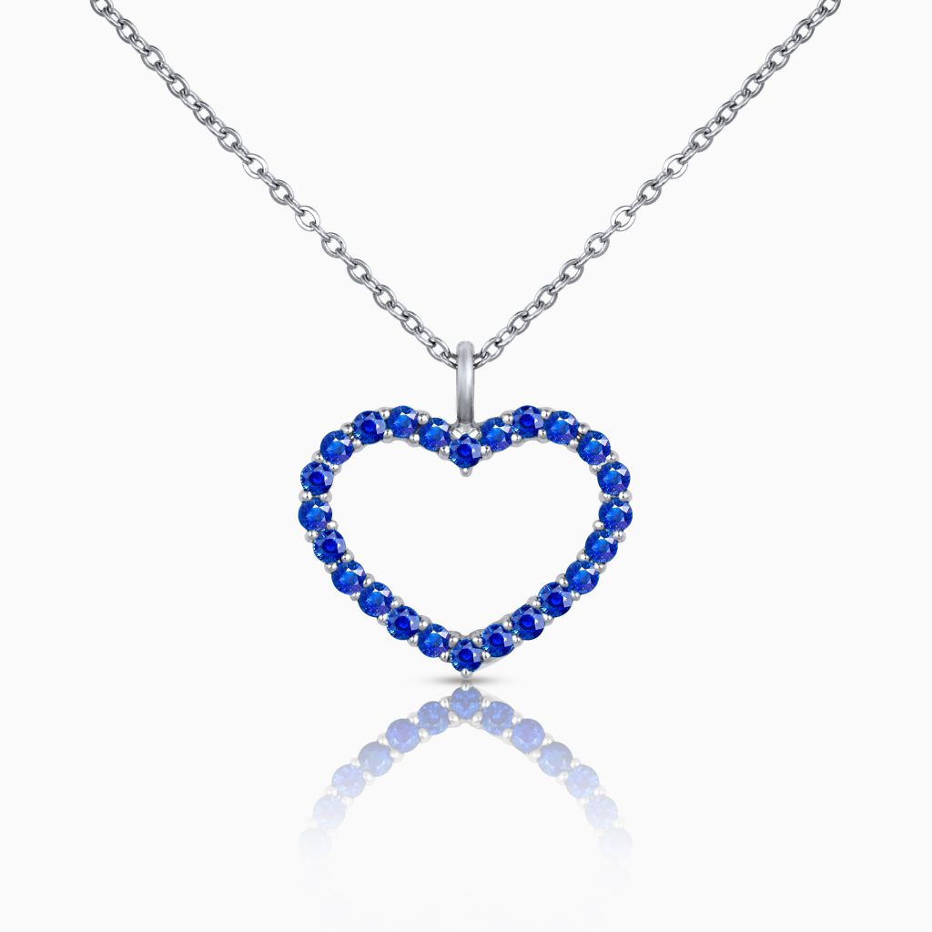 Sweetheart Blue Sapphires and White Gold Pendant at DINIDU Colombo Sri Lanka