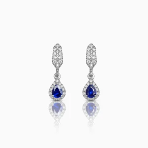 Bianca Blue Sapphires and Diamonds White Gold Earrings at DINIDU Colombo Sri Lanka