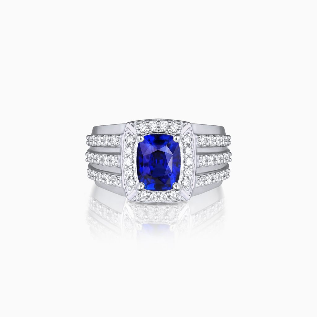 Royce Blue Sapphire and Diamonds Platinum Ring at DINIDU Colombo Sri Lanka
