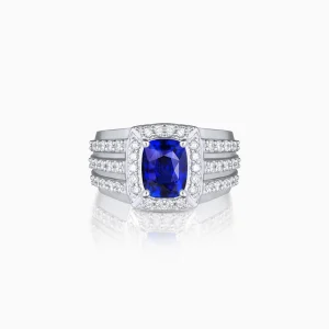 Royce Blue Sapphire and Diamonds Platinum Ring at DINIDU Colombo Sri Lanka
