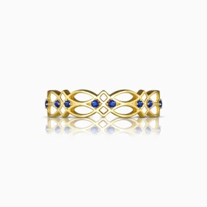 Aveline Blue Sapphires and Yellow Gold Band at DINIDU Colombo Sri Lanka