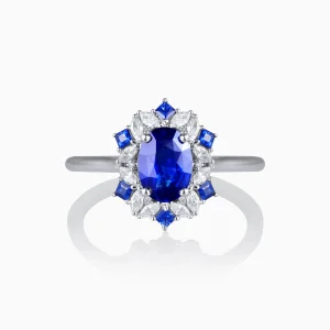 Rowena Blue Sapphires and Diamonds White Gold Ring at DINIDU Colombo Sri Lanka