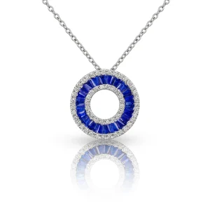 "Kaya Blue Sapphires and Diamonds White Gold Pendant at DINIDU Colombo Sri Lanka