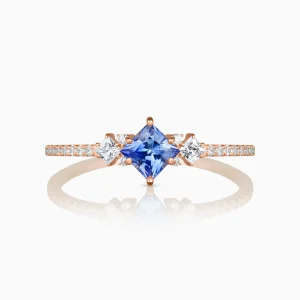 Maya Blue Sapphire and Rose Gold-Plated Silver Ring at DINIDU Colombo Sri Lanka