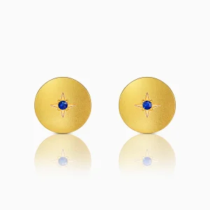 Owen Blue Sapphires and Yellow Gold-Plated Silver Cufflinks at DINIDU Colombo Sri Lanka