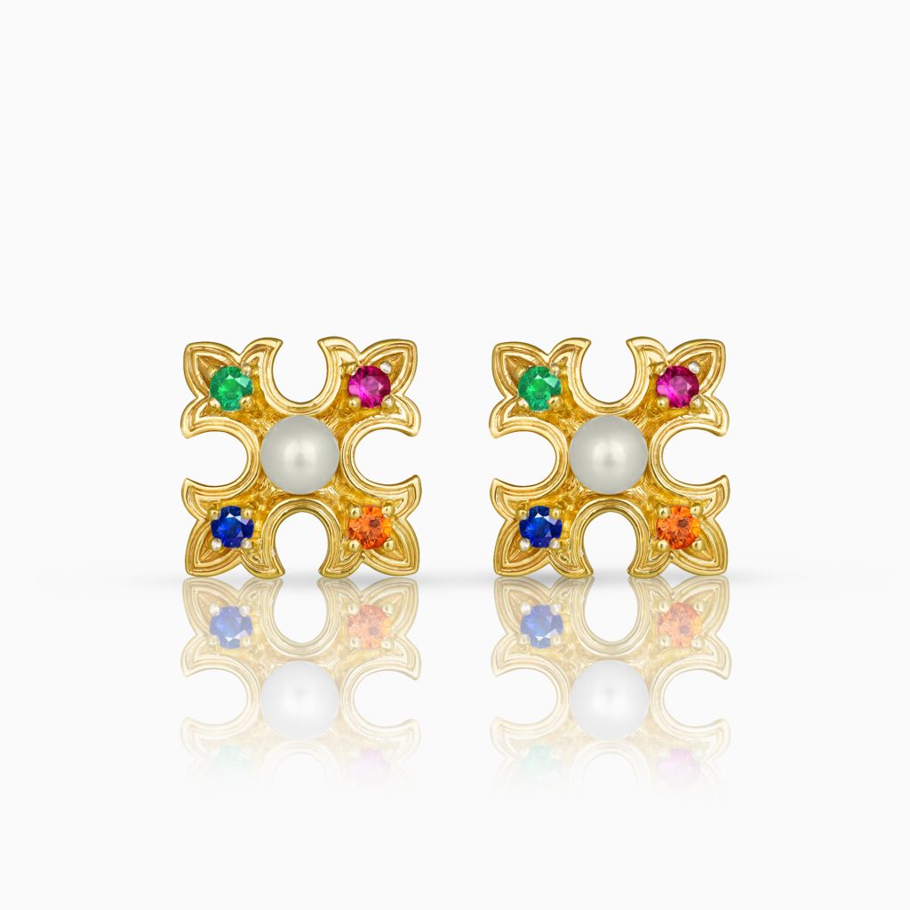 Leonardo Pearls and Gemstones Yellow Gold-Plated Silver Culfflinks at DINIDU Colombo Sri Lanka