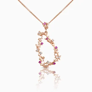 Pink Sapphires Rose Wildflower Lanka Pendant at DINIDU Colombo Sri Lanka