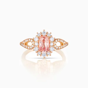 Phillippa Padparadscha and Diamonds Rose Gold Ring at DINIDU Colombo Sri Lanka